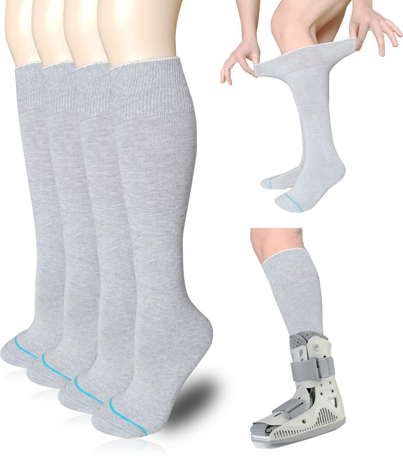 [Australia] - Replacement Sock Liner for Orthopedic Walking Boots Walker Brace,Tube Socks Under Air Cam Walkers and Fracture Boot Cast Shoe Surgical Leg Cover Grey 4 Pack 