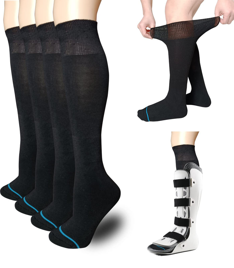 [Australia] - Walking Boot Socks Replacement Sock Liner for Orthopedic Walker Brace,Tube Socks Under Air Cam Walkers and Fracture Boot Cast Surgical Leg Cover Black 4 Pack 