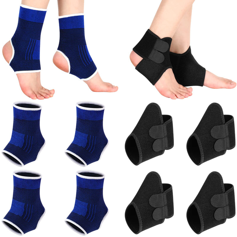[Australia] - 4 Pairs Kids Ankle Brace includes 2 Pairs Foot Brace Supports Ankle Protector Wraps and 2 Pairs Knitted Ankle Sleeve Socks Kids Compression Socks for Sports Protection Joint Ankle Sprain 
