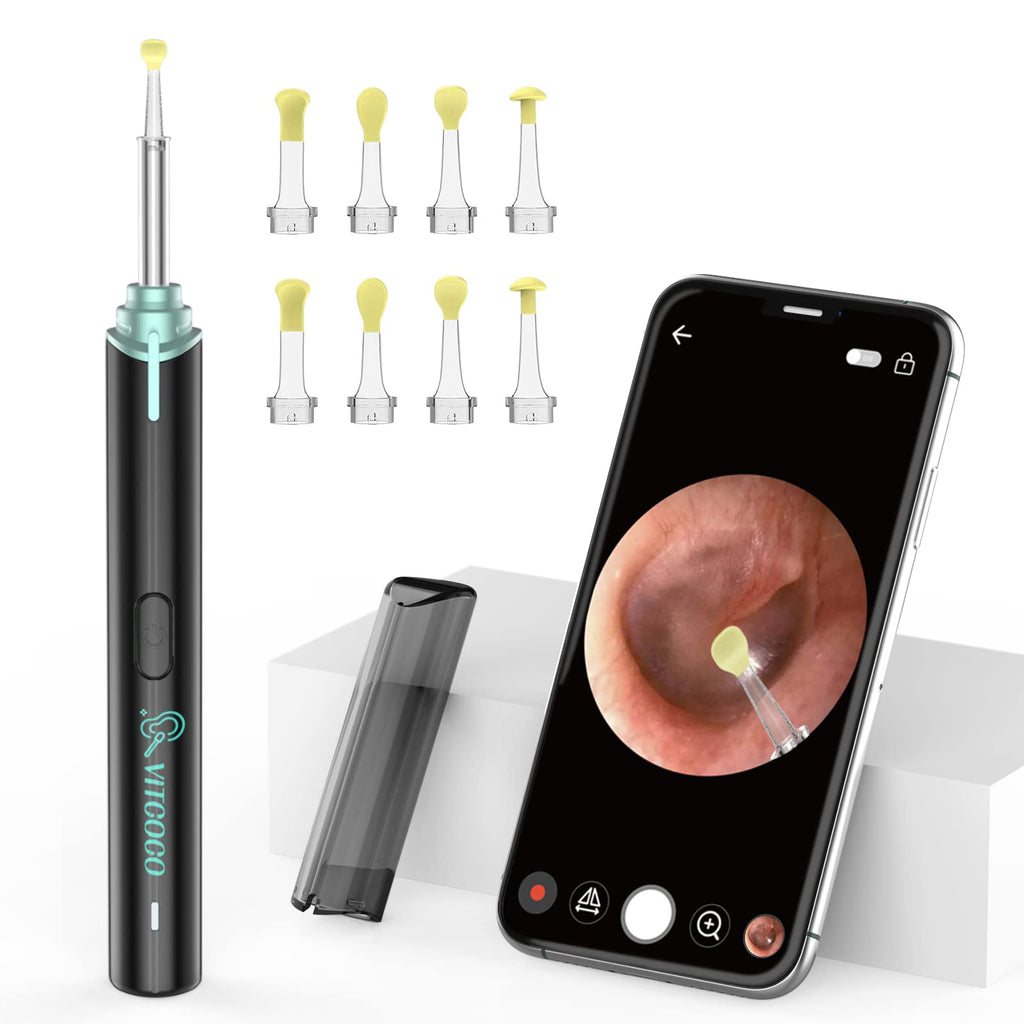 [Australia] - VITCOCO Ear Wax Removal Tool - 1920P HD Ear Cleaner with 6 LED Lights and 8 Ear Spoons, Ear Wax Removal with Camera, Ear Cleaning Kit Compatible for iPhone, iPad, Android 