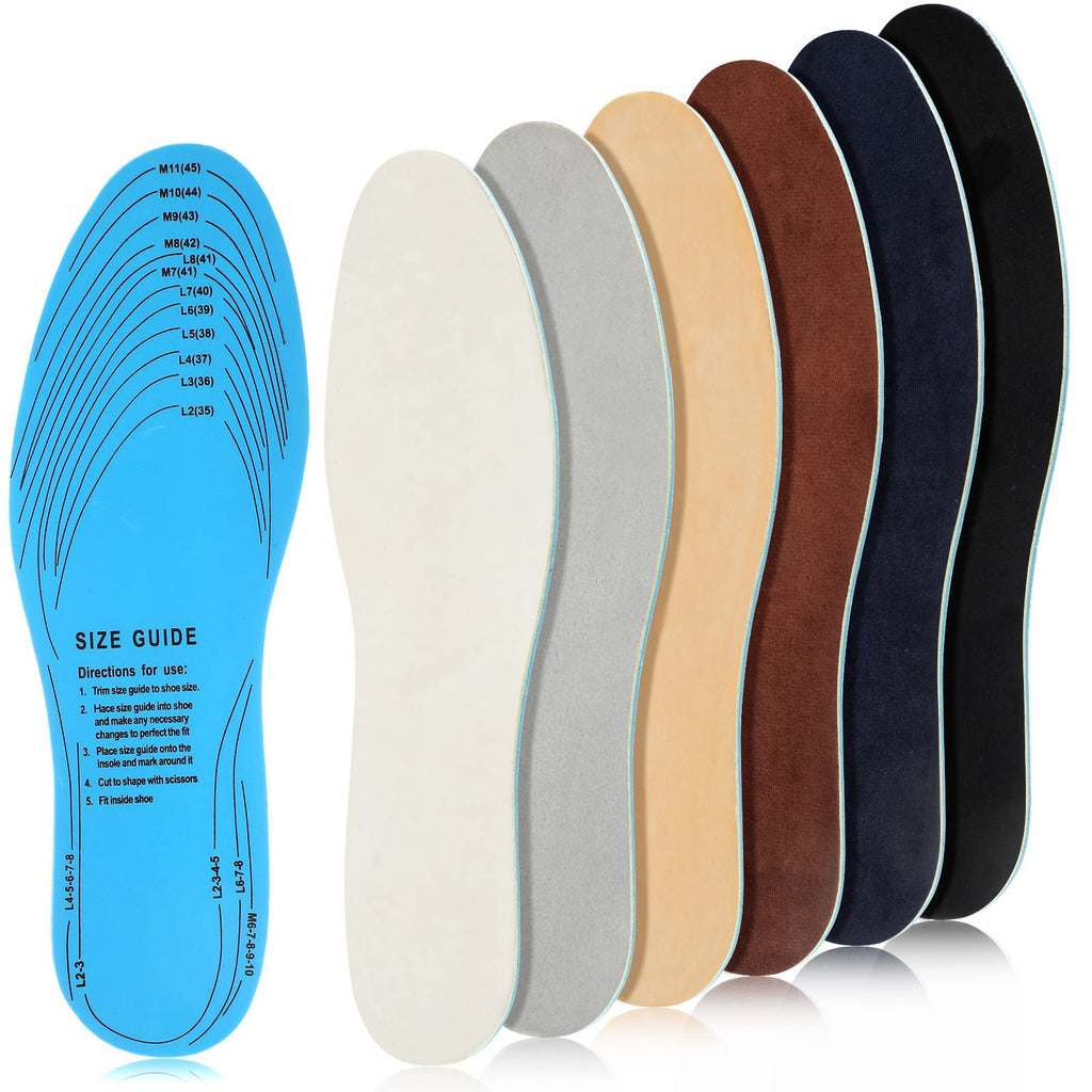 [Australia] - 6 Pairs Breathable Insoles Insert Double-Layer Latex Foam Insole Thick Foam Shoe Insert Sweat Shoe Insert Slipper Insoles Toe Shoe Insert Hiking Boot Insert Fit in Men 7-11 Woman 2-8 (Simple Colors) Simple Colors 