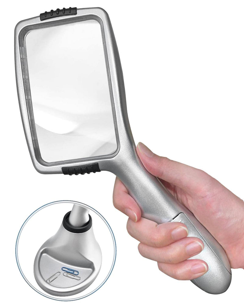 [Australia] - Magnifying Glass with Light and Stand Hands Free Magnifier 10 Dimmable Handheld Led Illuminated Magnifier for Close Work, Elderly Reading, Workbench, Hobbies, AMD.. Magdepo 