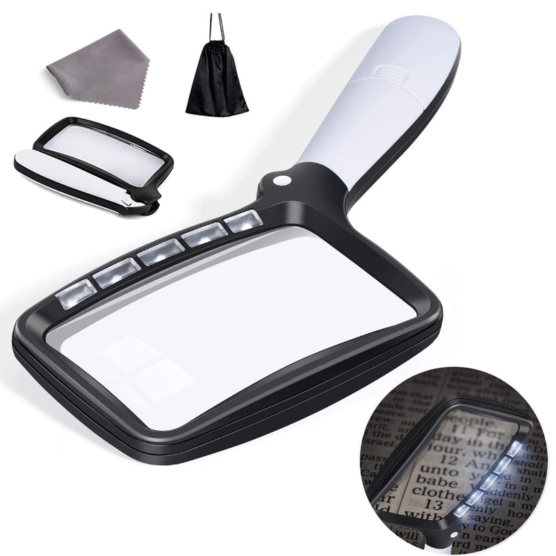[Australia] - VOCA Magnifying Glass with Light, 3X Foldable Large Rectangle Reading Magnifier with Dimmable LED Light for Seniors, Newspaper, Books, Small Print, Lighted Gift for Low Visions Standard 