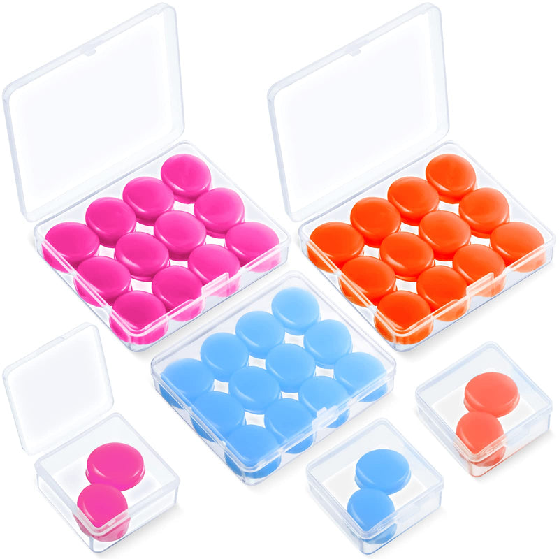 [Australia] - 21 Pairs Ear Plugs for Sleeping Soft Reusable Moldable Silicone Earplugs Noise Cancelling Earplugs Sound Blocking Ear Plugs with Case for Swimming, Concert Airplane 32dB NRR (Blue, Orange, Rose Red) Blue, Orange, Rose Red 