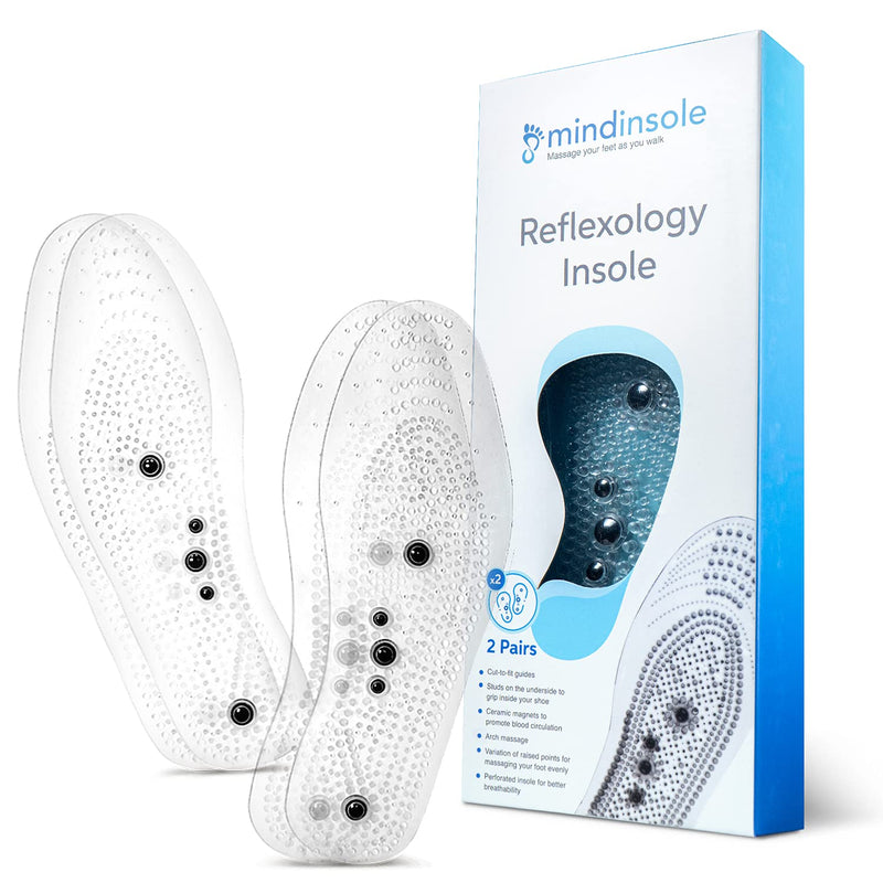 [Australia] - MINDINSOLE Acupressure Insoles - (2 Pairs) Reflexology Insoles for Men and Women | Ultra-Comfort Mens Insoles for Foot Pain with Acupoints & Shoe Magnets | Trim to Fit Custom Magnet Foot Insoles E. 2 pairs 