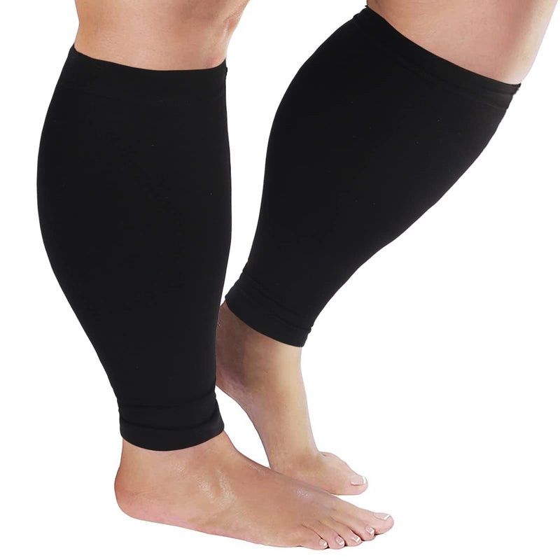 [Australia] - Plus Size Compression Sleeves for Calves Women Wide Calf Compression Legs Sleeves Men 7XL, Relieve Varicose Veins, Edema, Swelling, Soreness, Shin splints, for Work, Travel, Sports and Daily Wear Black XXXXXXX-Large 