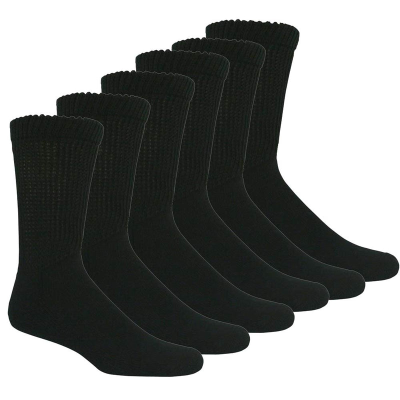 [Australia] - Lot 6 Pairs Women's Circulatory Diabetic Non-Binding Cotton Crew Socks Size 9-11 Black (6-pairs) 