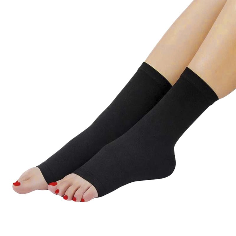 [Australia] - KEVVI Ankle Compression Socks Open Toe, Ankle Compression Sleeves, Achilles Tendon Support Socks for Plantar Fasciitis, Ankle Brace Sleeves Compression Support Socks for Women & Men Swelling, 20-30 mmHg, Ankle Compression Hose Tendonitis (Black, M) Black 