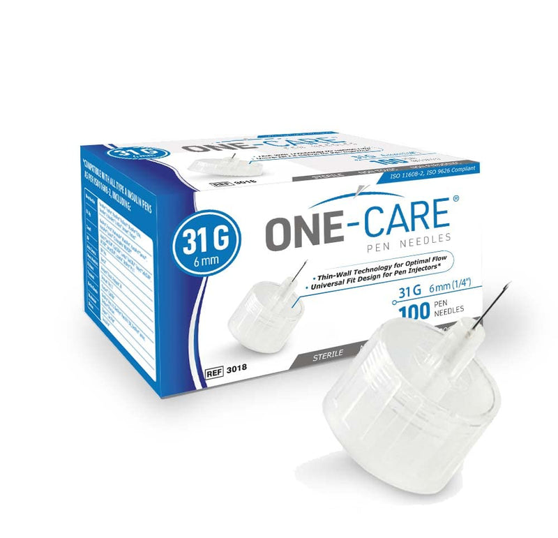 [Australia] - MediVena ONE-CARE Pen Needles 31G x 6 mm (1/4’’), 100 Pieces, Ultra-Thin for Comfortable Injections 