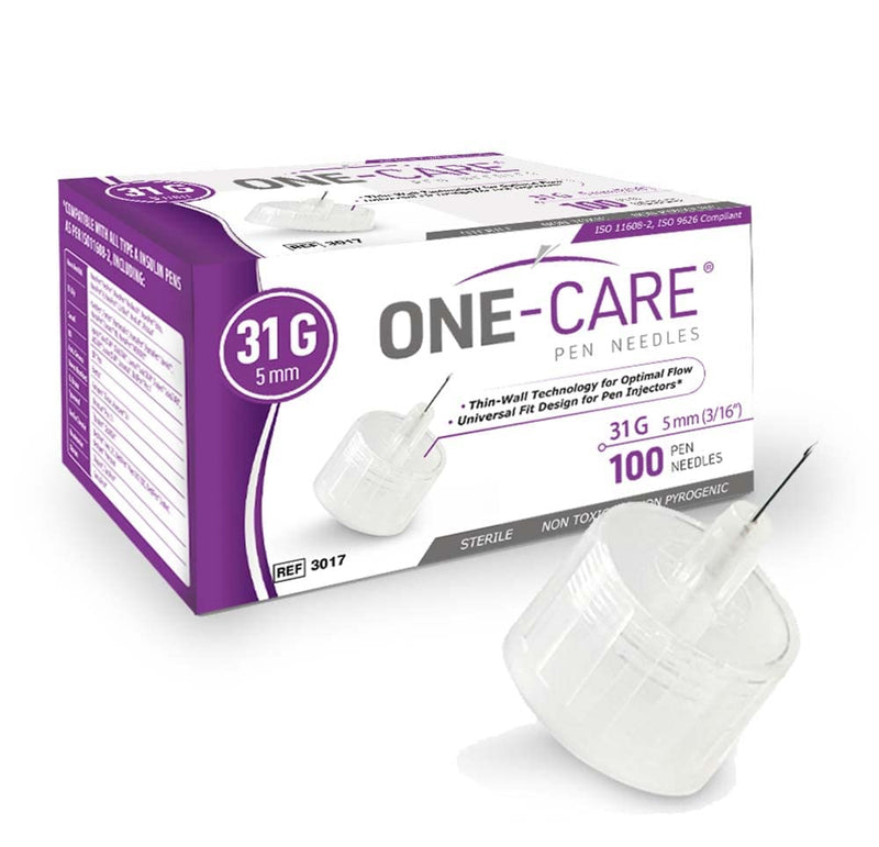 [Australia] - MediVena ONE-CARE Pen Needles 31G x 5 mm (3/16’’), 100 Pieces, Ultra-Thin for Comfortable Injections 