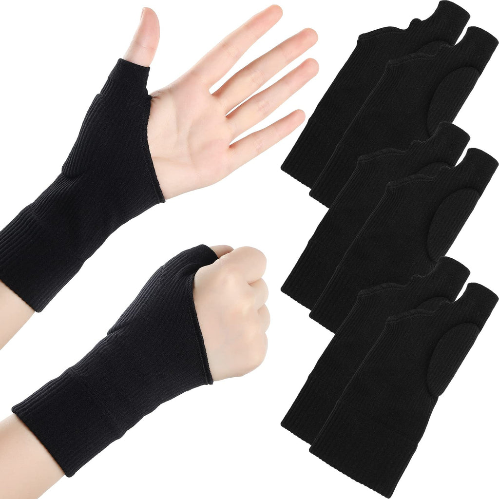 [Australia] - 3 Pairs Thumb Compression Gloves Wrist Brace Gloves Wrist Support Fingerless Glove Thumb Arthritis Compression Sleeve with Gel Pad for Wrist Joint Relieve Pain 