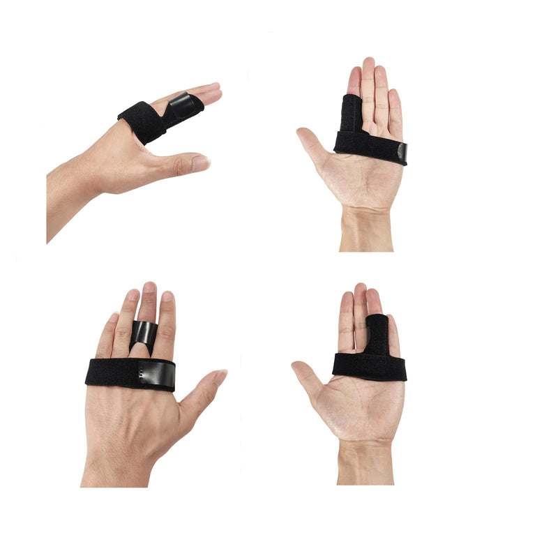 [Australia] - Denpetec Trigger Finger Splint, Lightweight Durable, Non Slip Adjustable Strap, for Thumb, Index, Middle, Ring, Little Finger, Finger Pain Relief and Sport Injuries(Black) Black 