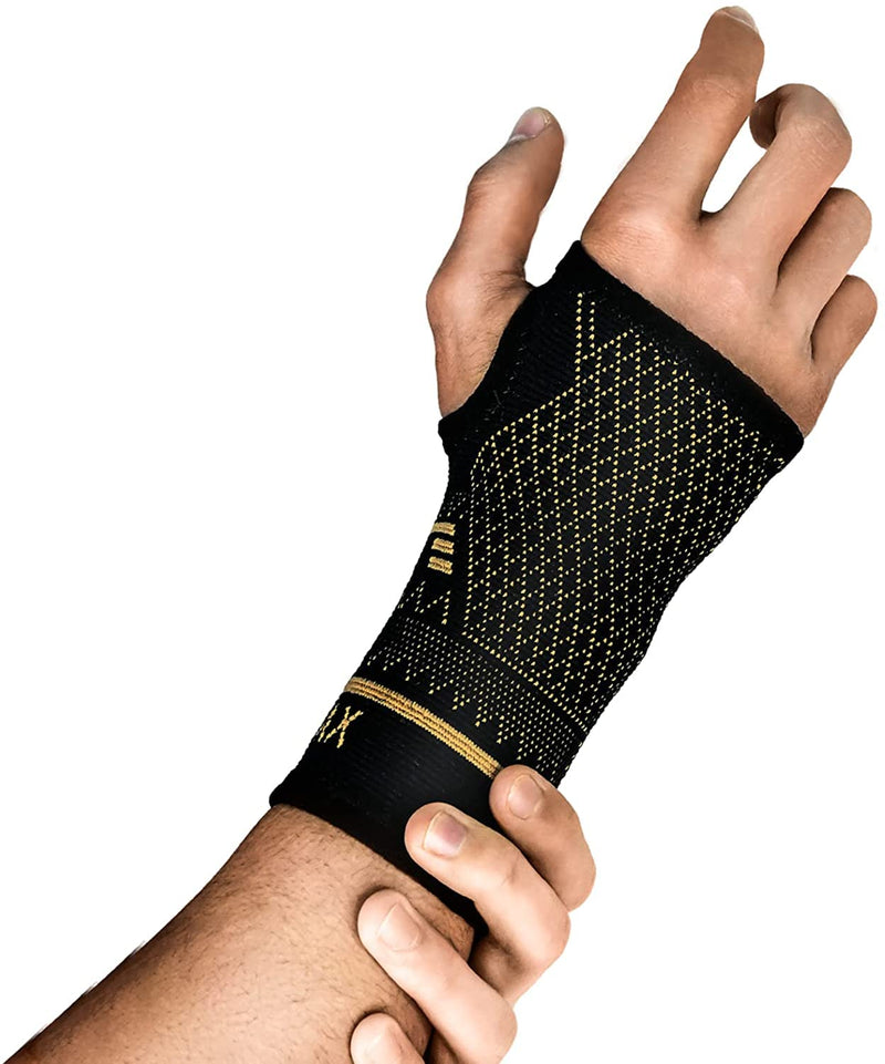 [Australia] - INDEEMAX Copper Wrist Compression Sleeve 1 Pair, Comfortable Hand Brace Support for Arthritis, Tendonitis, Sprains, Workout, Carpal Tunnel - Left & Right - Women and Men L Black 