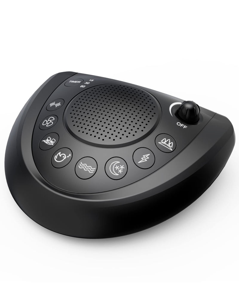 [Australia] - White Noise Machine – Portable Sound Machine Sleep Therapy with 24 Non Looping Natural Soothing Sounds, Memory Function, Auto-Off Timer, 2 USB Charger, Headphone Jack for Adults Baby Kids Travel Upgraded Black 