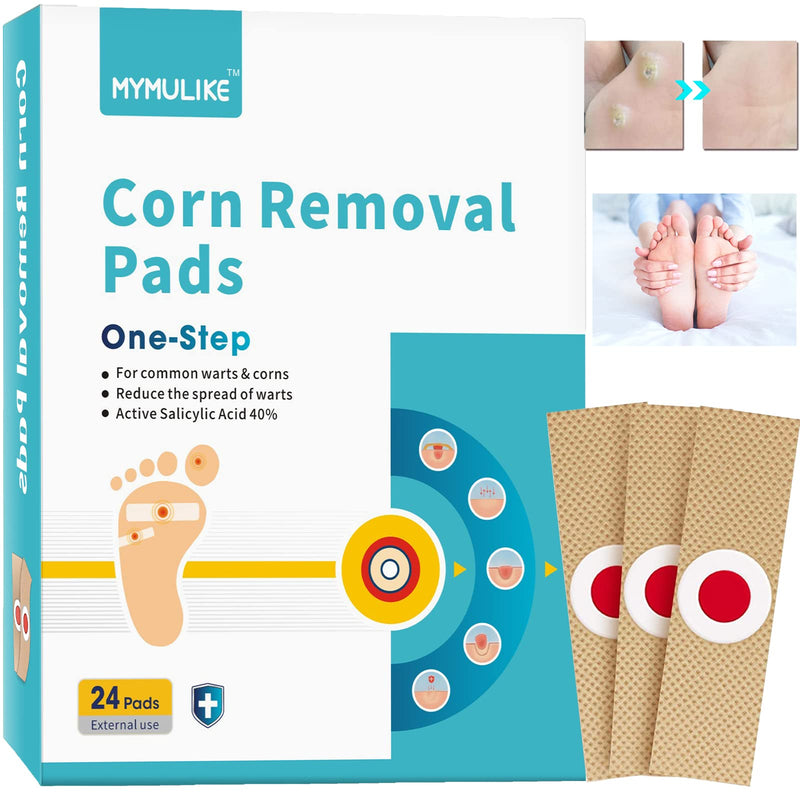 [Australia] - MYMULIKE Corn Removal Pads, Wart Remover, Corn Removal Plaster, Corn Removal Relief Corn Pain and Foot Care (24 Count) 24 Count (Pack of 1) 
