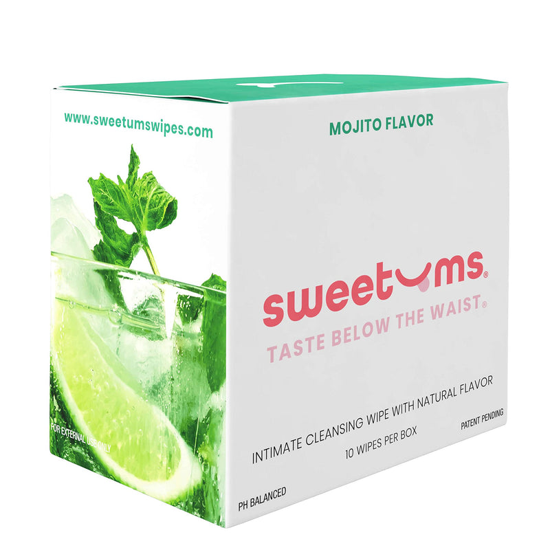 [Australia] - Sweetums Feminine Wipes For Women, Individually Wrapped - pH Balanced Flavored Intimate Wipes - Pack of 10 (Mojito) Mojito 
