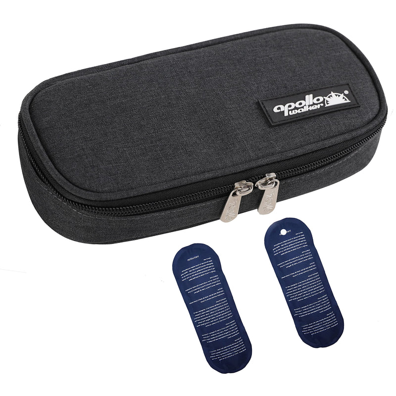 [Australia] - Apollo Walker Insulin Cooler Travel Case Diabetic Medication Cooler (Black) Black-small 