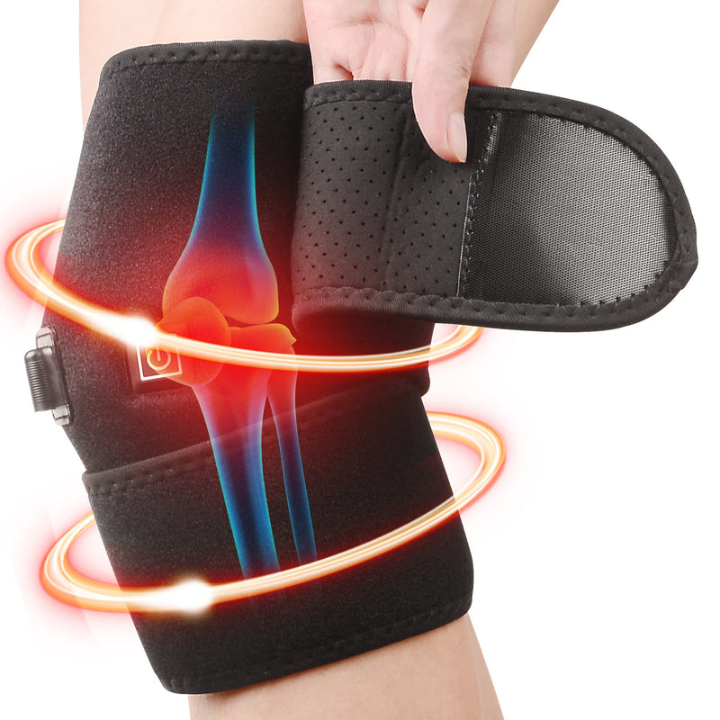 [Australia] - Heated Knee Brace Wrap, Knee Heating Pad for Arthritis Pain Relief, Electric Heat Knee Support with 3 Temperature Control Thermal Therapy for Joint Soreness, Swelling, Cramps, Rheumatism(No Battery) 
