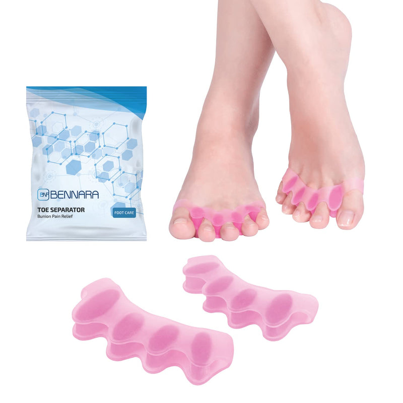 [Australia] - BENNARA Hammer Toe Straightener. Set G: 2 Pairs of Pink Toe Separator - Correct Bunion and Realign Toes. Gel Toe Spacer to Separate Overlapping Toes. Toe Spreader for Hammer Toes. Suit Men and Women. 