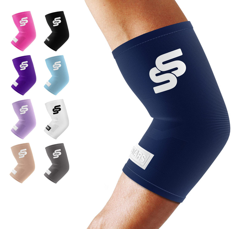 [Australia] - Sleeve Stars Elbow Compression Sleeve for Women & Men, Tennis Elbow Brace for Tendonitis and Tennis Elbow Sleeve for Elbow Pain & Arthritis, Arm Protector Support Wrap for Golf & Other Sports (S-XXL) L: 10"-12" Navy Blue 