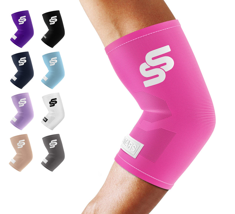 [Australia] - Sleeve Stars Elbow Compression Sleeve for Women & Men, Tennis Elbow Brace for Tendonitis and Tennis Elbow Sleeve for Elbow Pain & Arthritis, Arm Protector Support Wrap for Golf & Other Sports (S-XXL) L: 10"-12" Hot Pink 