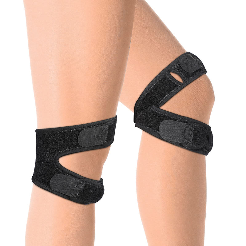 [Australia] - 2 Pack Patella Knee Strap, Dual Knee Bands Adjustable Knee Brace Breathable Runners Knee Strap Sweat Absorbent Brace Strap Patellar Tendon Support for Women Runners Jumpers Injury Knee Pain Relief 