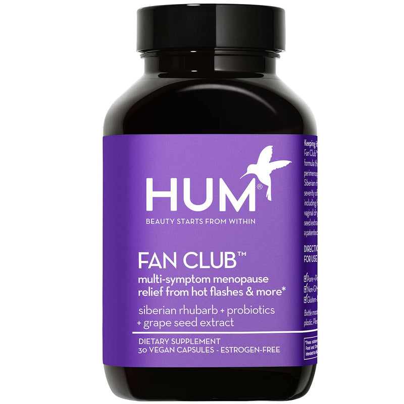 [Australia] - HUM Fan Club - Menopause Relief Supplement & Mood Probiotic with Siberian Rhubarb - May Provide Hot Flash Relief & Menopause Support for Women (30 Vegan Capsules, 30 Days) 