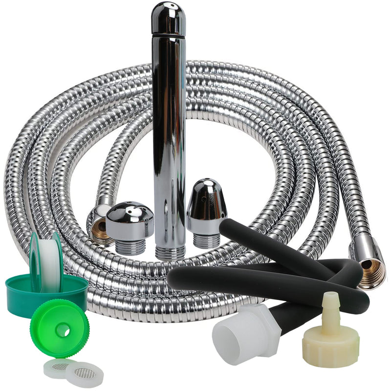 [Australia] - Shower Enema System, Douche Colonic Cleanse Kit, 5-Foot Stainless Steel Shower Hose Enema with Enema Showerhead Vaginal and Anal Cleaning Kit Colonic System Cleaner for Most Shower Systems 