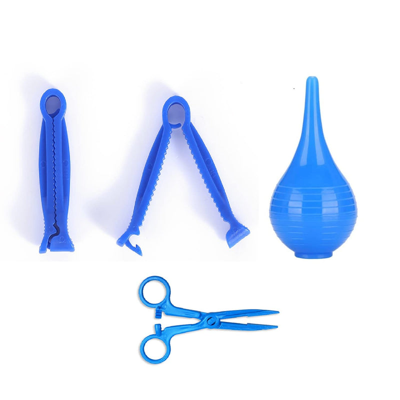 [Australia] - XUKE Sterile 40 Blue Umbilical Cord Clamps for Veterinary, Home Birth, Obstetrical Kit, Midwife Emergency Birth Supply, Ear Syringe, Snot Sucker, Mucus Sucker and Nasal Bulb Syringe 