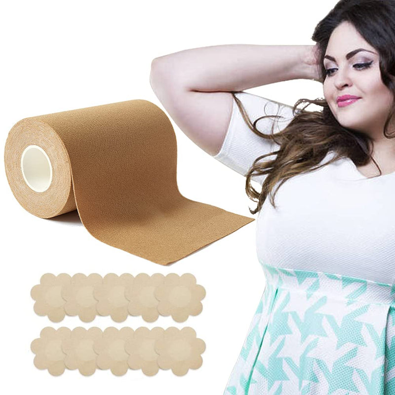 [Australia] - Boob Tape, Breast Lift Tape 4 inch Wide, Boobytape for Lift Large Big Plus and A-G Cup All Size Heavy Breast,Adhesive Bra Tape, Body Shaping Tape Chest Support.Fashion Push up in All Dress (Nude B) Nude B 