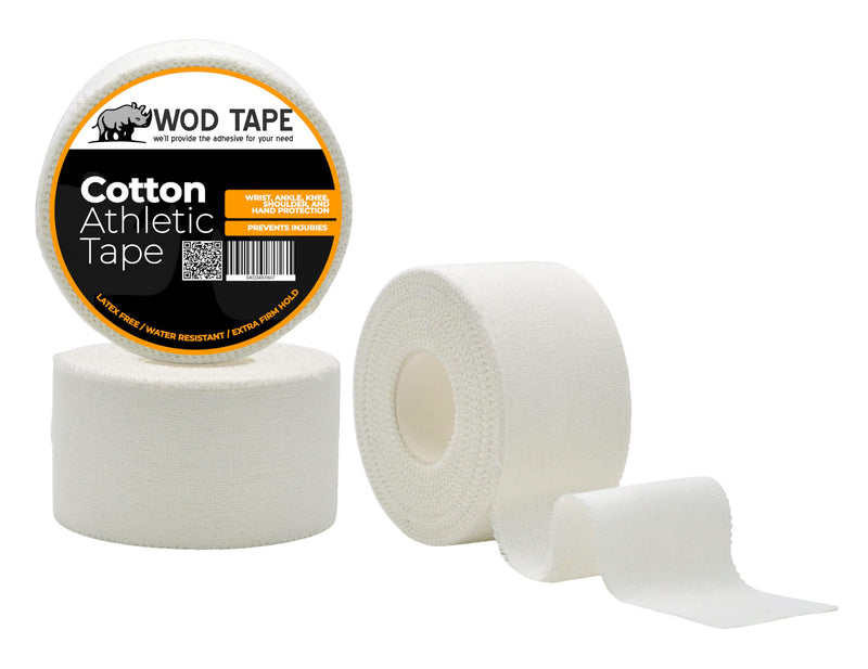 [Australia] - WOD ST-ACST Sports Athletic Tape, White (Pack of 3). Latex-free Self-Adhesive for Wrist, Ankle, Shoulder, Knee, and Hand Protection, for Weightlifting, Lacrosse, Hockey, Football, Lifters, & Climbers. 