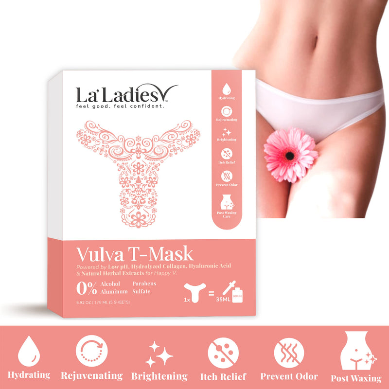 [Australia] - La'Ladies V Vulva Skin Mask (5 Day Treatment) - Vaginal Itch, Odor, Dryness, Discomfort Perfect Self Love, Vagina Care - HA, Collagen & Natural Herbs - Fast & Easy Use, No Mess, Clear, 5.92 Ounce 