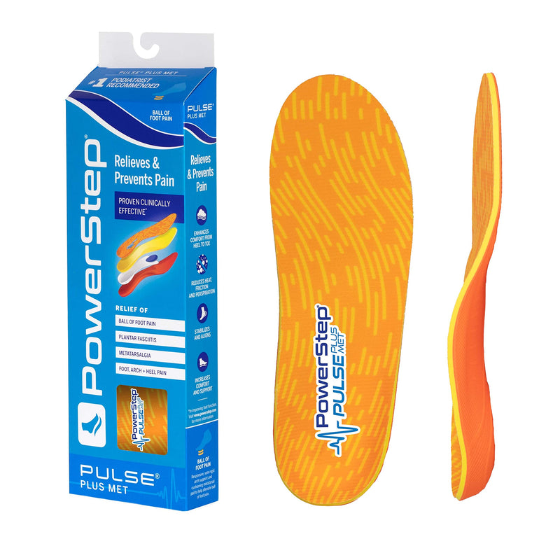 [Australia] - Powerstep Insoles, PULSE Plus, Ball Of Foot Pain Relief Insole, Running Shoe Insert, Sports Orthotic for Women and Men Men's 11-11.5 Orange/Blue 