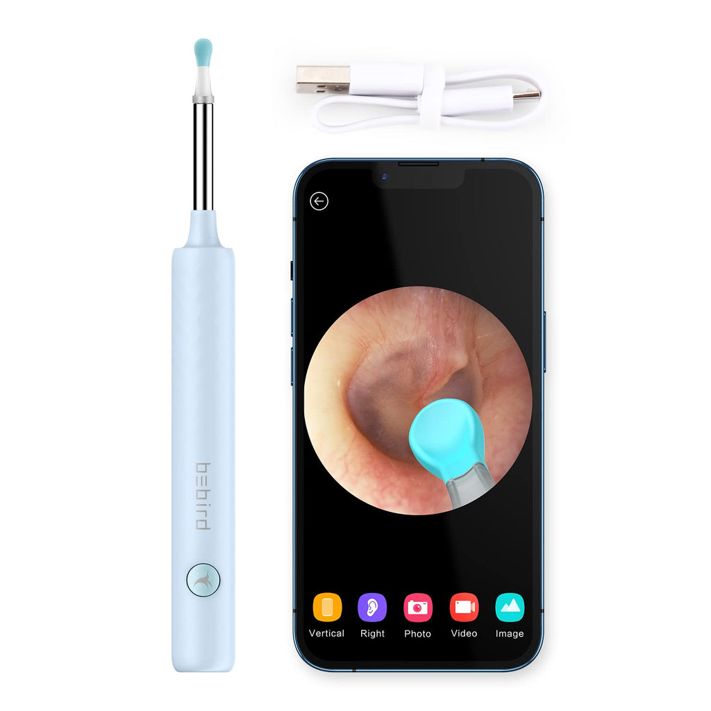 [Australia] - Ear Wax Removal, Ears Cleaner, Earwax Remover Tool with Wireless WiFi Ear Camera and 6 LED Lights, Otoscope only for iOS iPhone, iPad, not Compatible with Android (Light Blue) 