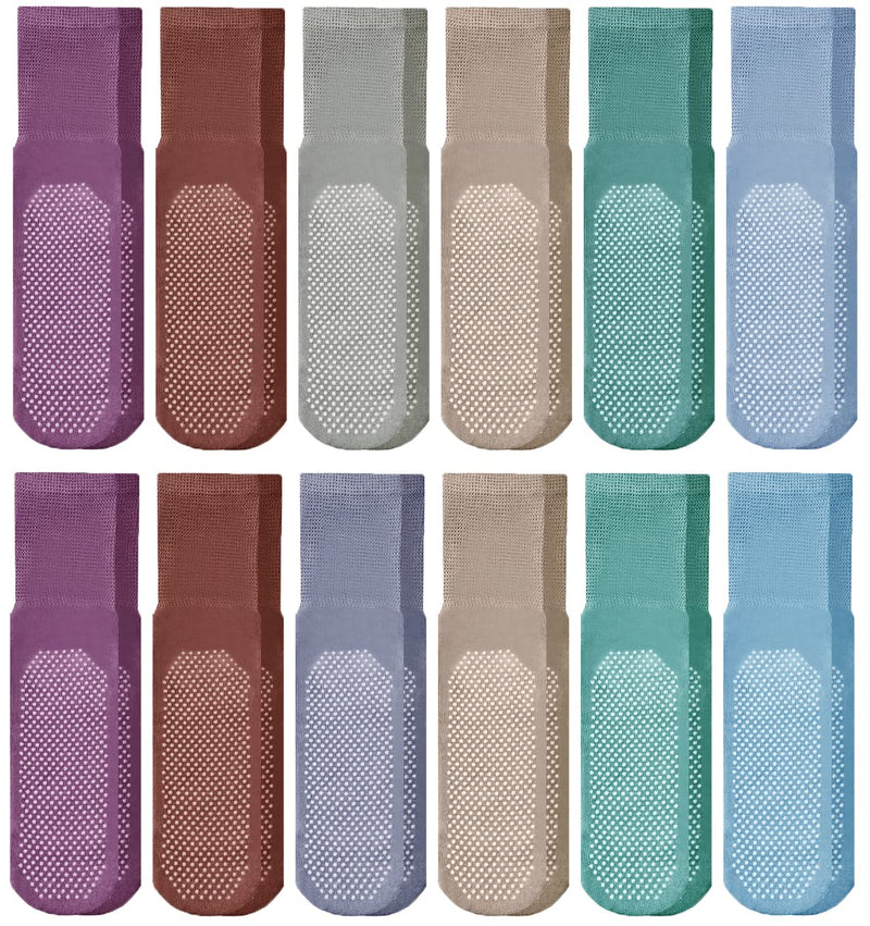 [Australia] - Yacht & Smith 12 Pairs Of Loose Fit Gripper Bottom Diabetic Non-Skid Slipper Black Socks, Grippy Hospital Sock, Wholesale Bulk (12 Pairs Gripper Womens - Neutral, One Size) 12 Pairs Gripper Womens - Neutral 