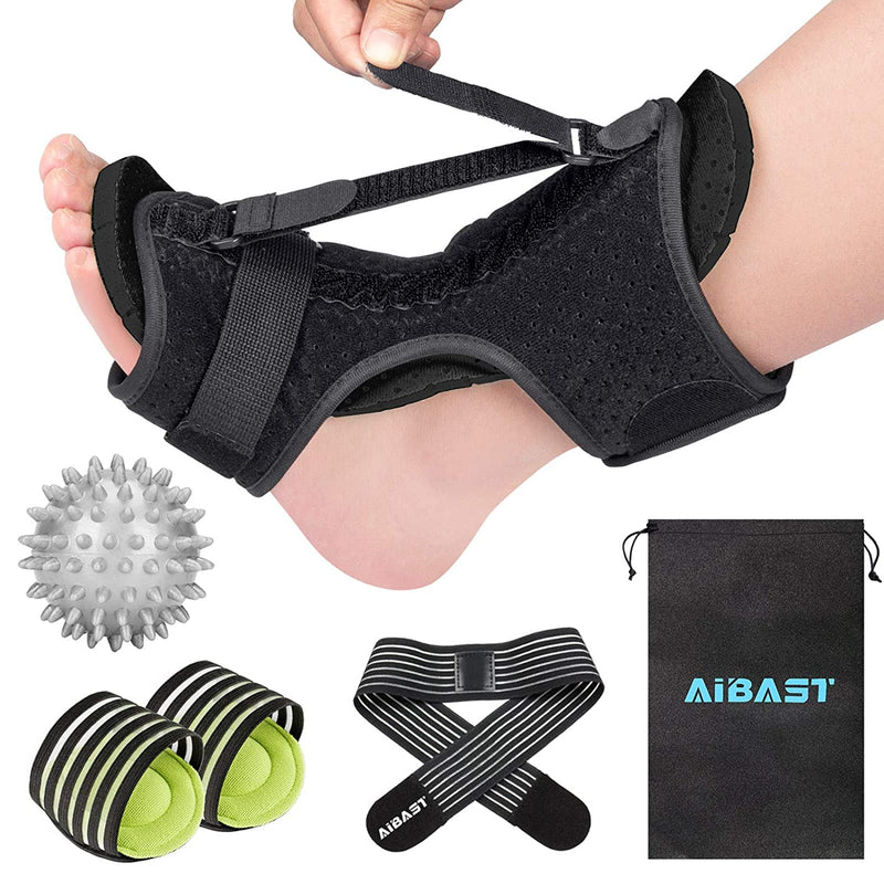 [Australia] - 2021 New Upgraded Black Night Splint for Plantar Fascitis, AiBast Adjustable Ankle Brace Foot Drop Orthotic Brace for Plantar Fasciitis, Arch Foot Pain, Achilles Tendonitis Support for Women, Men 