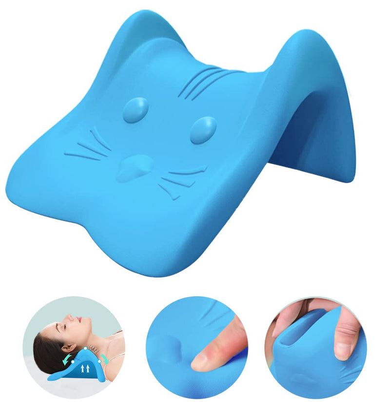 [Australia] - Neck Stretcher for Neck Pain Relief,Cervical Traction Device Pillow,Neck and Shoulder Relaxer for TMJ Pain Relief and Cervical Spine Alignment,Chiropractic Pillow Neck Posture Corrector Blue 