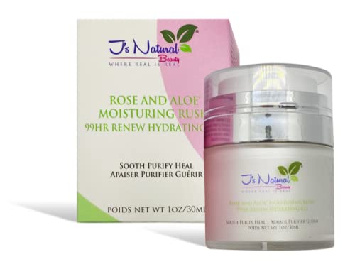 [Australia] - Unrefined Rose and Aloe Vera Moisturizing Rush 99 Hr Renew Hydration All Natural and Vegan Formula/ Highly Moisturizing Gel with Squalene for All Skin Types 