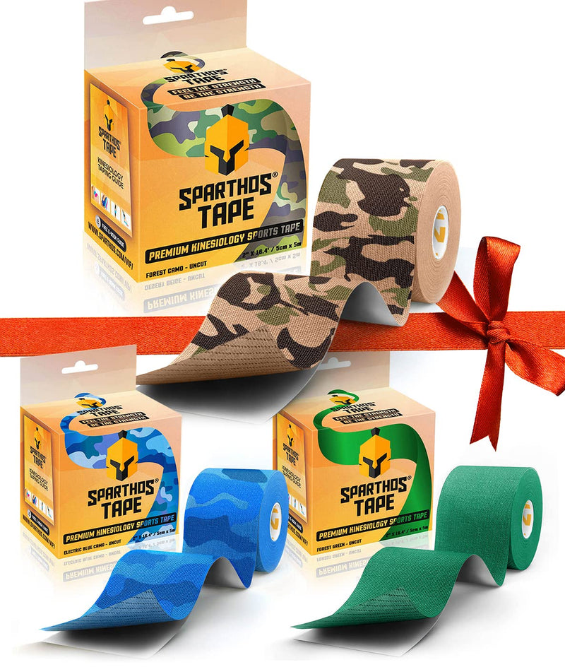 [Australia] - Sparthos Tape Color Bundle: Forest Camo + Electric Blue Camo + Forest Green [16.4 ft Uncut Rolls] 