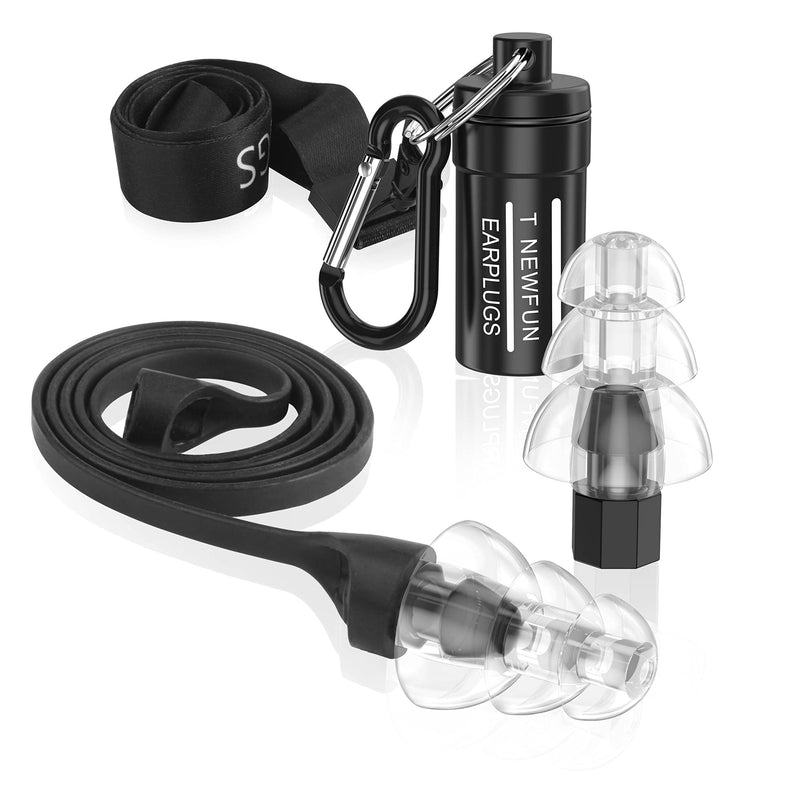[Australia] - High Fidelity Earplugs - Comfortable, Reusable Silicone Ear Plugs with Cord for Snoring, Shooting Range, Concerts, Travel. 30db Noise Canceling Protects Hearing for Men & Women. Stylish Black 