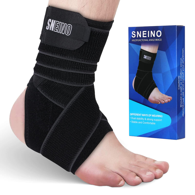 [Australia] - SNEINO Ankle Brace for Women & Men - Ankle Brace for Sprained Ankle, Ankle Stabilizer for Sprain, Injury Recovery, New Upgrade Adjustable Breathable Ankle Support Brace for Basketball, Running New upgrade black M - 1 PACK 