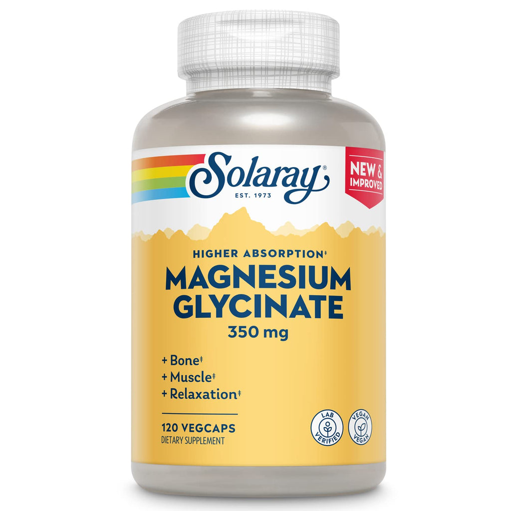 [Australia] - Solaray Magnesium Glycinate, New & Improved Fully Chelated Bisglycinate with BioPerine, High Absorption Formula, Stress, Bones, Muscle & Relaxation Support, 60 Day Guarantee (120 Count) 120 Count (Pack of 1) 