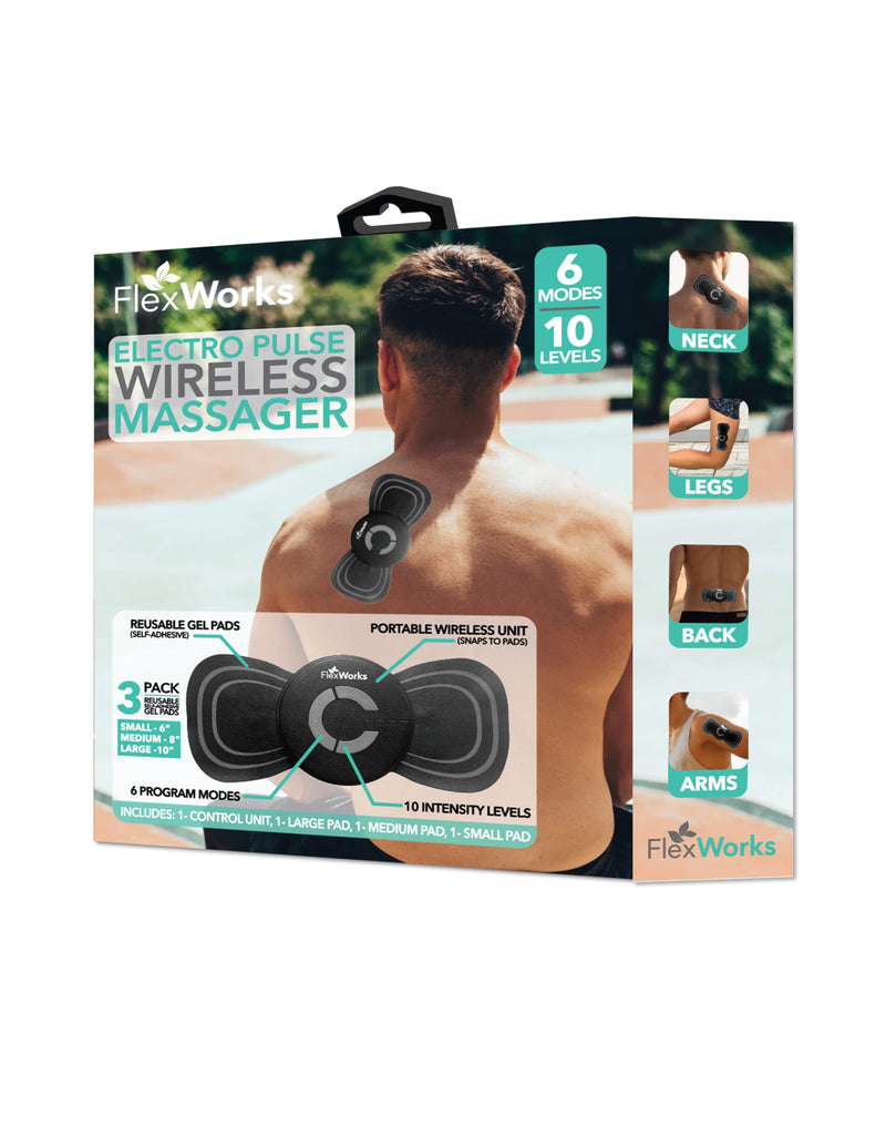 [Australia] - FlexWorks Electro Pulse Simulated Massage Therapy for Lower Back, Arm, Foot, Shoulder, and Arthritis Pain Wireless Massager 