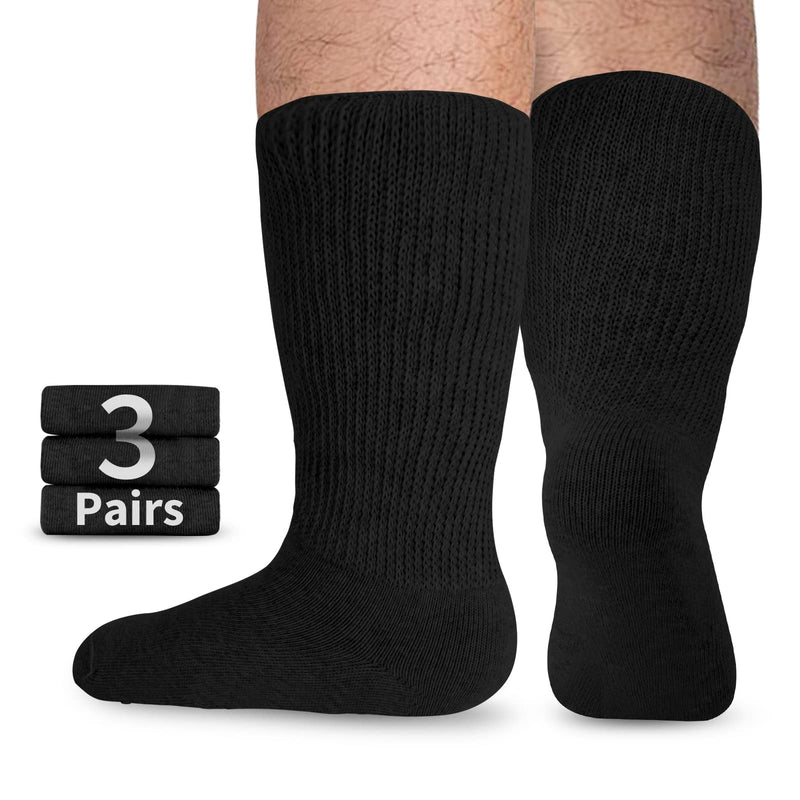 [Australia] - NOVAYARD Diabetic Socks Wide Bariatric Socks Edema Neuropathy Hospital Socks 3 Pairs Black 