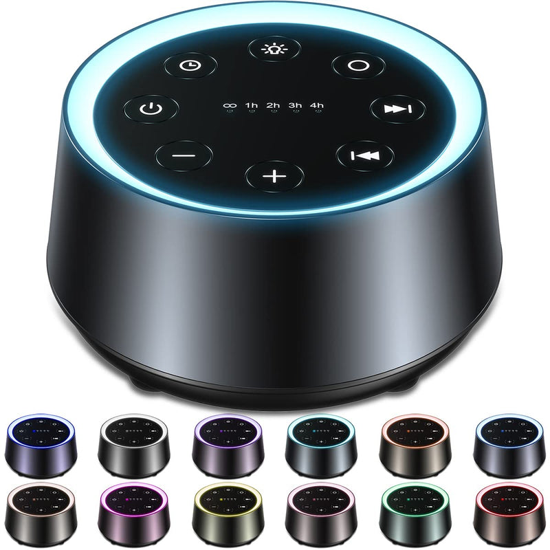 [Australia] - EasyHome Sleep Sound Machine White Noise Machines with 30 Soothing Sounds 12 Adjustable Night Light 10 Adjustment Brightness 36 Levels of Volume 5 Timers and Memory Function Home Travel Office Black 