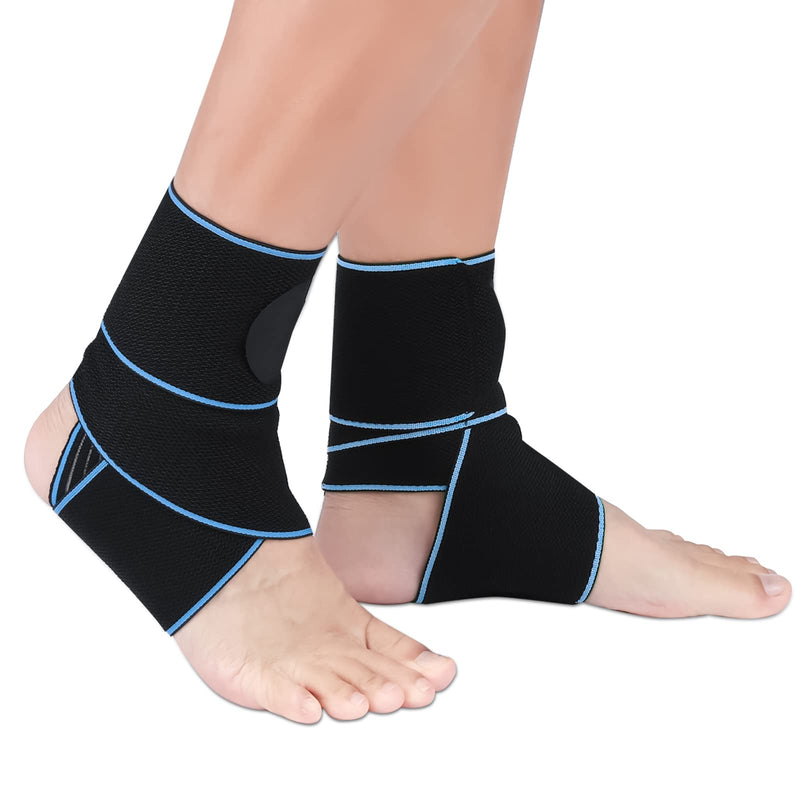 [Australia] - Ankle Support,Ankle Brace for Men and Women, Adjustable Ankle Compression Brace for Sprained Ankles, Breathable Ankle Wrap for Running Volleyball Tennis 2 Blue 