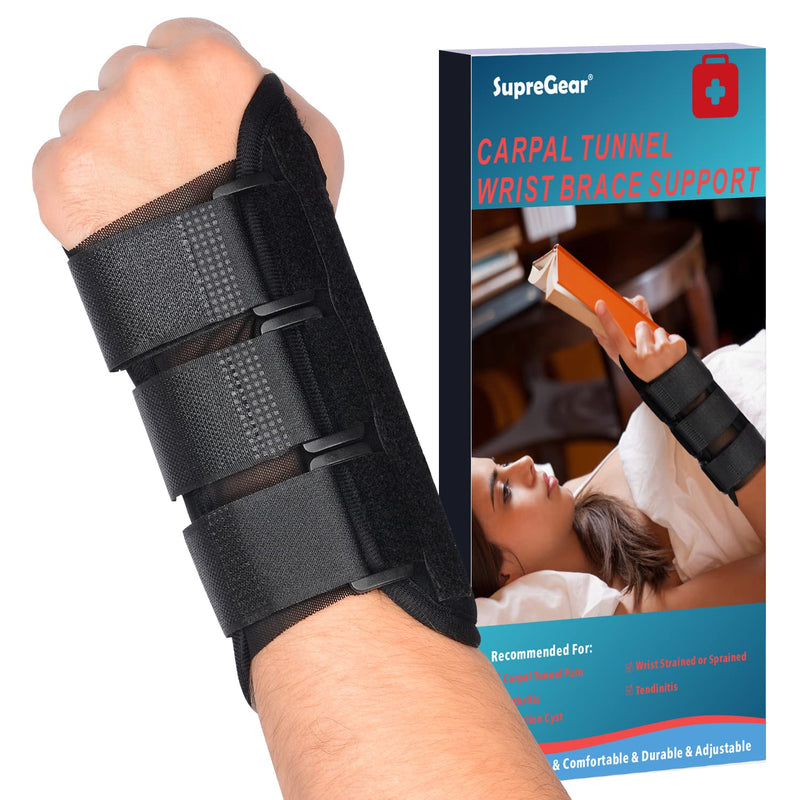 [Australia] - supregear Wrist Brace Support, Adjustable Wrist Support Carpal Tunnel Brace with 3 Detachable Splints, Night Sleep Support for Women Men Arthritis Wrist Pain Relief (M, Left) M 