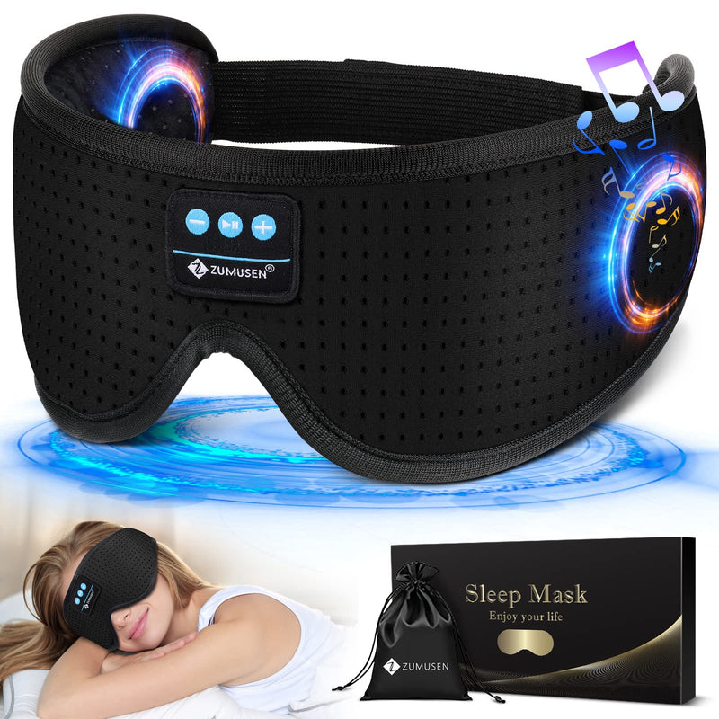 [Australia] - Sleep Headphones, White Noise Bluetooth 5.2 Sleep Eye Mask,3D Breathable Wireless Sleep Mask with Timer for Side Sleepers Travel Relaxation, Meditation, Cool Gadgets for Women Man Cool Black 