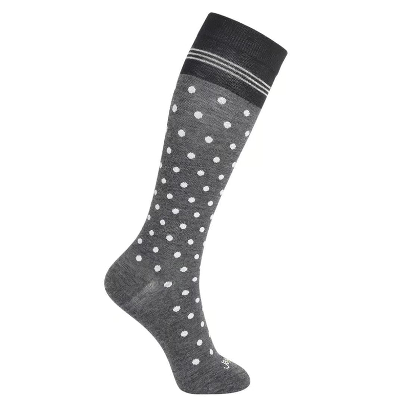 [Australia] - JAVIE Comfy Merino Wool Socks for Women & Men Graduated Compression Socks (15-20mmHg) Knee High Compression Stockings Small Grey/White Dots 