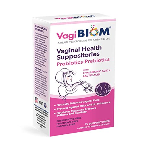 [Australia] - VagiBiom Lactobacillus Suppository (15 count) 3-in-1 Benefits- Microbiome Flora balance, Odor Control and Enhanced moisturization for vaginal dryness due to Menopause; Balance and Nourishes Healthy Lactobacillus Flora; Paraben-Free Preservative-Free, V... 